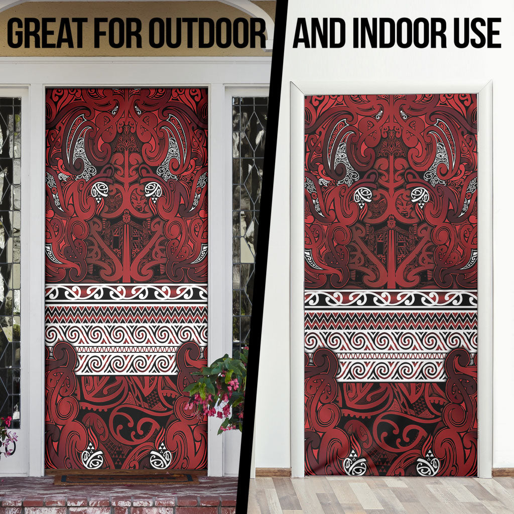 Aotearoa Iwi Te Arawa Door Cover Maori Wharenui House Tribal Pattern LT9 - Polynesian Pride