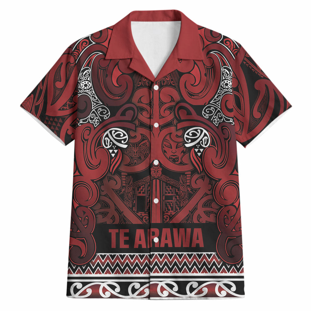 Aotearoa Iwi Te Arawa Hawaiian Shirt Maori Wharenui House Tribal Pattern LT9 Dark Red - Polynesian Pride