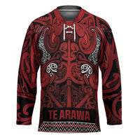 Aotearoa Iwi Te Arawa Hockey Jersey Maori Wharenui House Tribal Pattern LT9 Unisex Dark Red - Polynesian Pride