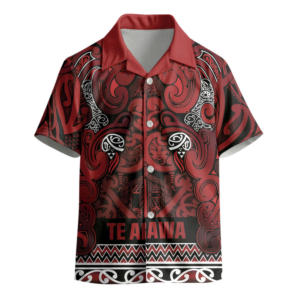Aotearoa Iwi Te Arawa Kid Hawaiian Shirt Maori Wharenui House Tribal Pattern LT9 - Polynesian Pride