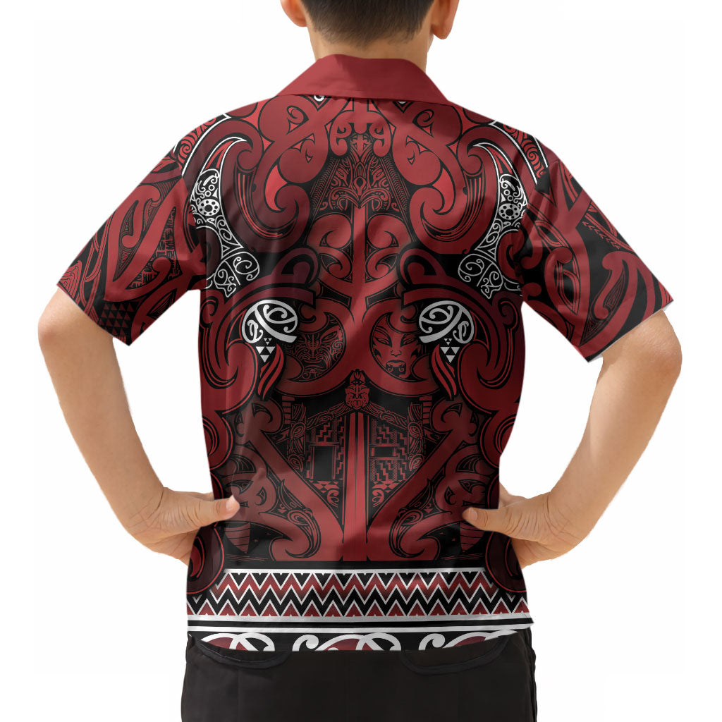 Aotearoa Iwi Te Arawa Kid Hawaiian Shirt Maori Wharenui House Tribal Pattern LT9 - Polynesian Pride