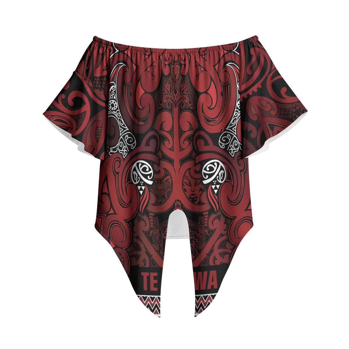 Aotearoa Iwi Te Arawa Off Shoulder Wrap Waist Top Maori Wharenui House Tribal Pattern LT9 - Polynesian Pride