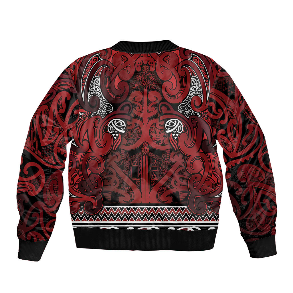 Aotearoa Iwi Te Arawa Sleeve Zip Bomber Jacket Maori Wharenui House Tribal Pattern LT9 - Polynesian Pride