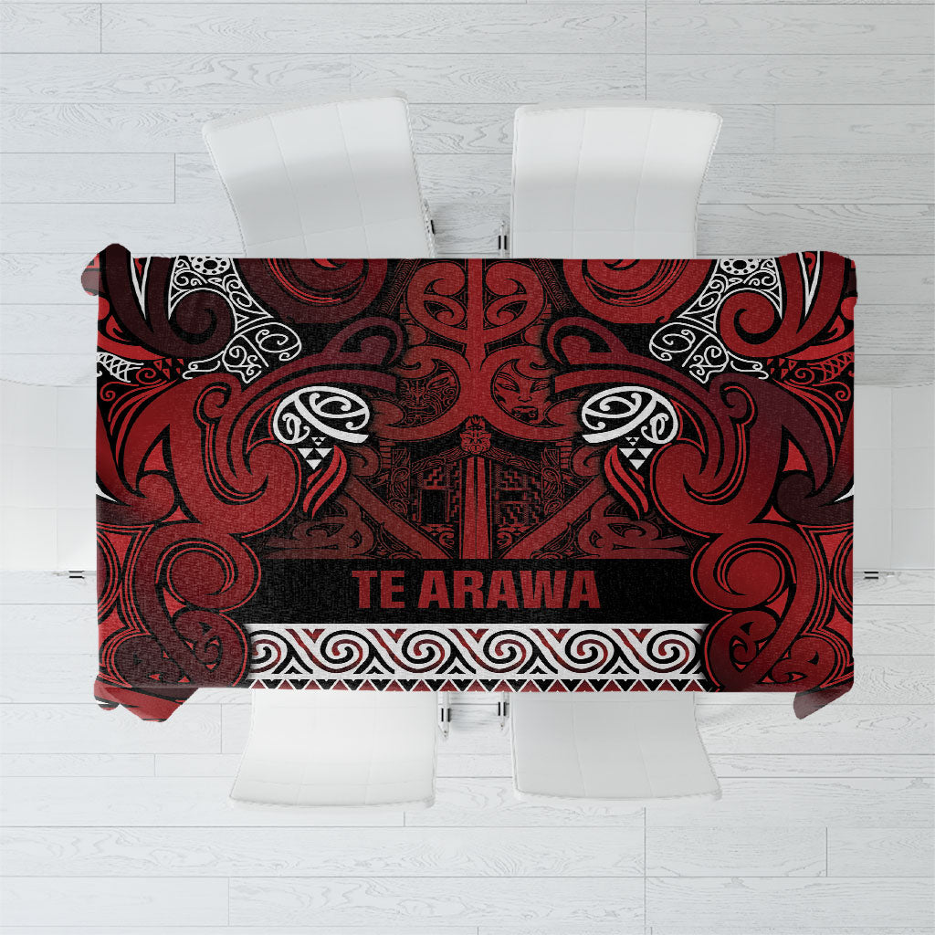 Aotearoa Iwi Te Arawa Tablecloth Maori Wharenui House Tribal Pattern LT9 Dark Red - Polynesian Pride