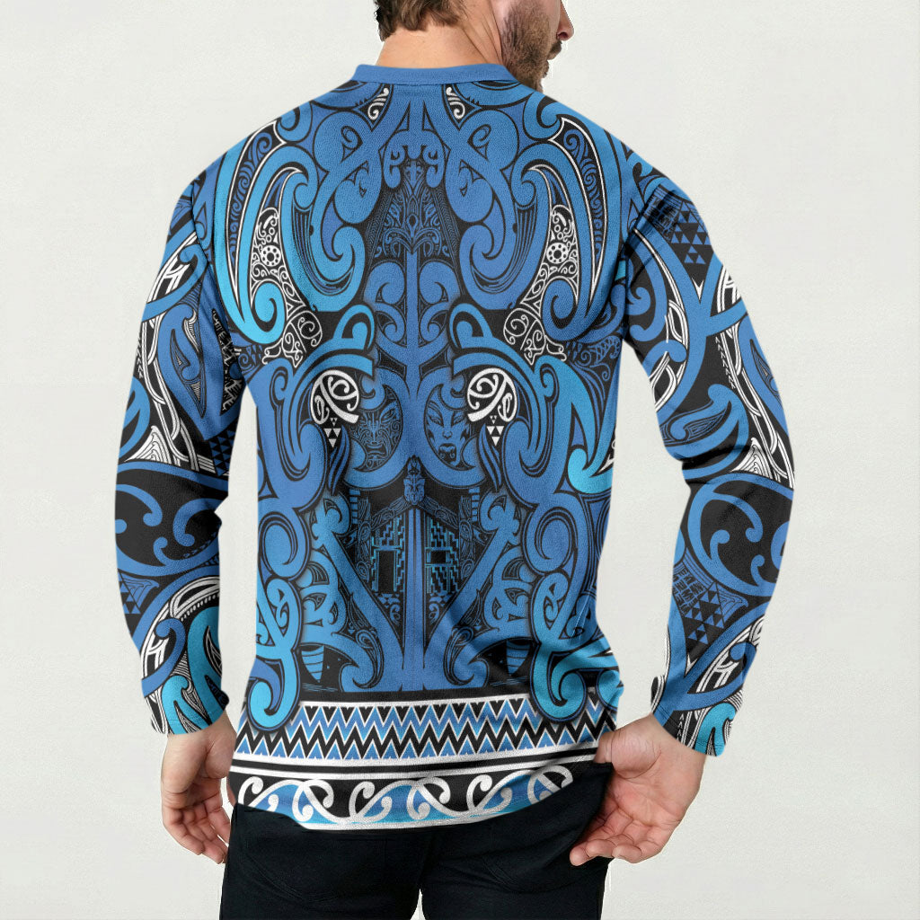 Aotearoa Iwi Ngati Porou Button Sweatshirt Maori Wharenui House Tribal Pattern LT9 - Polynesian Pride