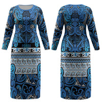Aotearoa Iwi Ngati Porou Couples Matching Long Sleeve Bodycon Dress and Long Sleeve Button Shirt Maori Wharenui House Tribal Pattern LT9 - Polynesian Pride