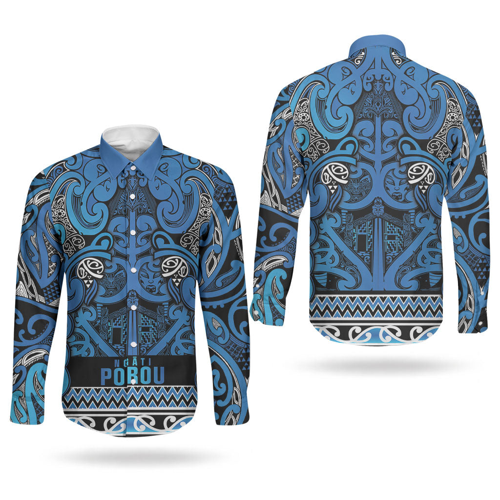 Aotearoa Iwi Ngati Porou Couples Matching Mermaid Dress and Long Sleeve Button Shirt Maori Wharenui House Tribal Pattern LT9 - Polynesian Pride