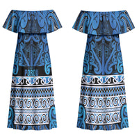 Aotearoa Iwi Ngati Porou Couples Matching Off Shoulder Maxi Dress and Hawaiian Shirt Maori Wharenui House Tribal Pattern LT9 - Polynesian Pride
