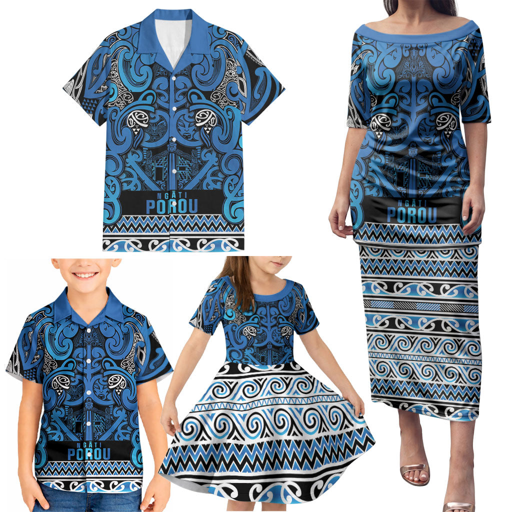 Aotearoa Iwi Ngati Porou Family Matching Puletasi and Hawaiian Shirt Maori Wharenui House Tribal Pattern LT9 - Polynesian Pride