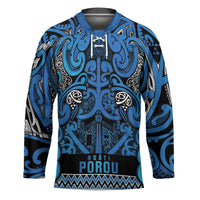 Aotearoa Iwi Ngati Porou Hockey Jersey Maori Wharenui House Tribal Pattern LT9 Unisex Blue - Polynesian Pride
