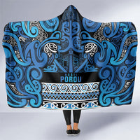 Aotearoa Iwi Ngati Porou Hooded Blanket Maori Wharenui House Tribal Pattern LT9 One Size Blue - Polynesian Pride