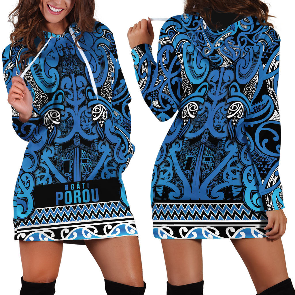 Aotearoa Iwi Ngati Porou Hoodie Dress Maori Wharenui House Tribal Pattern LT9 - Polynesian Pride