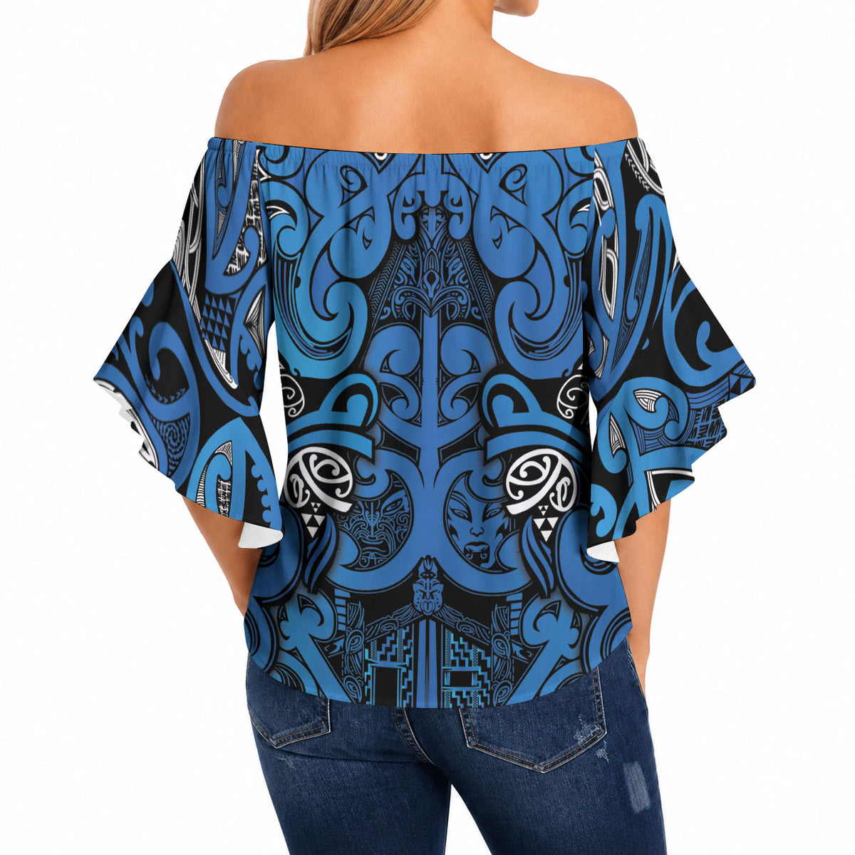 Aotearoa Iwi Ngati Porou Off Shoulder Wrap Waist Top Maori Wharenui House Tribal Pattern LT9 - Polynesian Pride