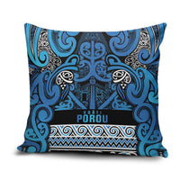 Aotearoa Iwi Ngati Porou Pillow Cover Maori Wharenui House Tribal Pattern LT9 Blue - Polynesian Pride