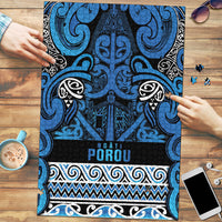 Aotearoa Iwi Ngati Porou Puzzle Maori Wharenui House Tribal Pattern LT9 Blue - Polynesian Pride