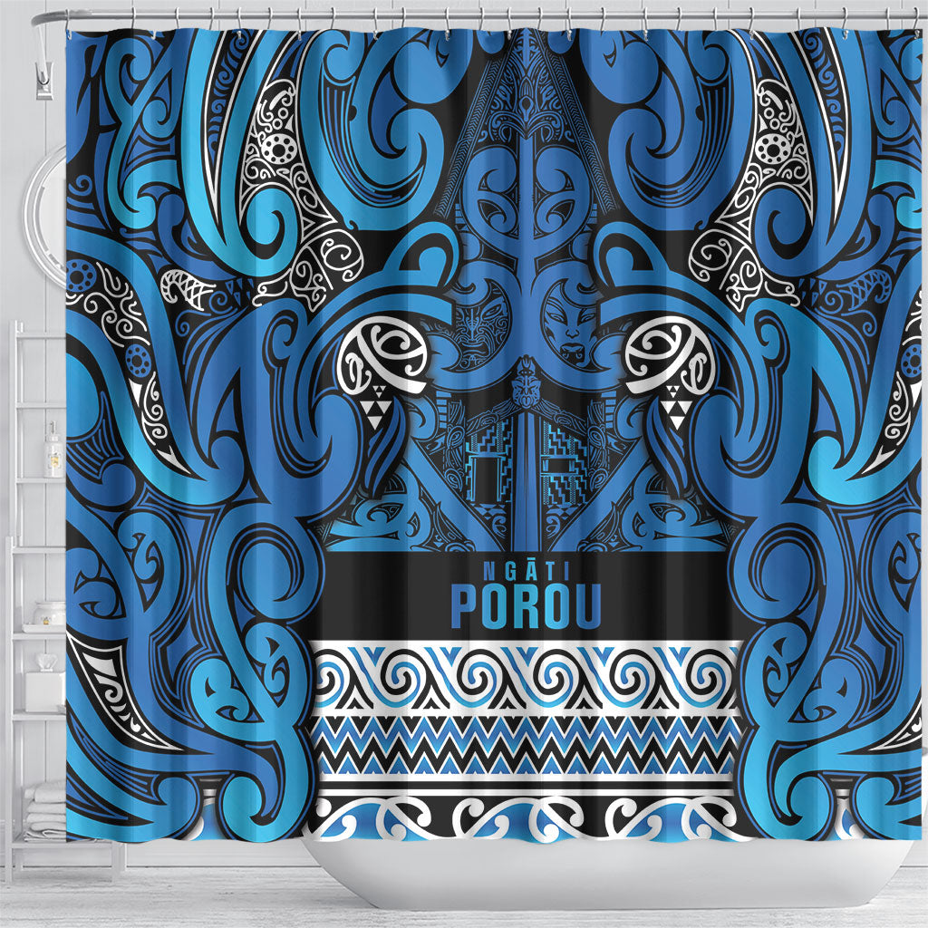 Aotearoa Iwi Ngati Porou Shower Curtain Maori Wharenui House Tribal Pattern LT9 - Polynesian Pride