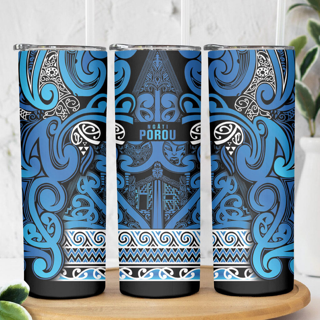 Aotearoa Iwi Ngati Porou Skinny Tumbler Maori Wharenui House Tribal Pattern LT9 - Polynesian Pride