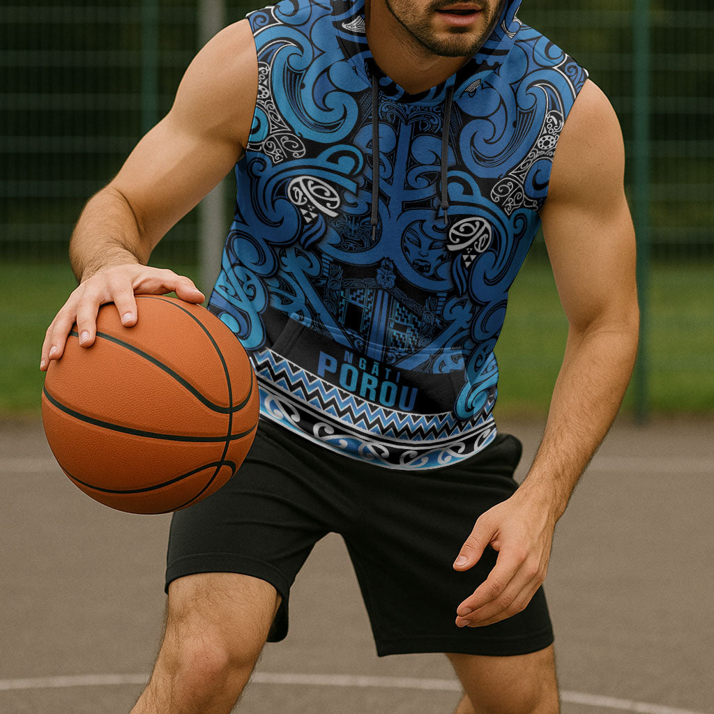 Aotearoa Iwi Ngati Porou Sleeveless Hoodie Maori Wharenui House Tribal Pattern LT9 - Polynesian Pride