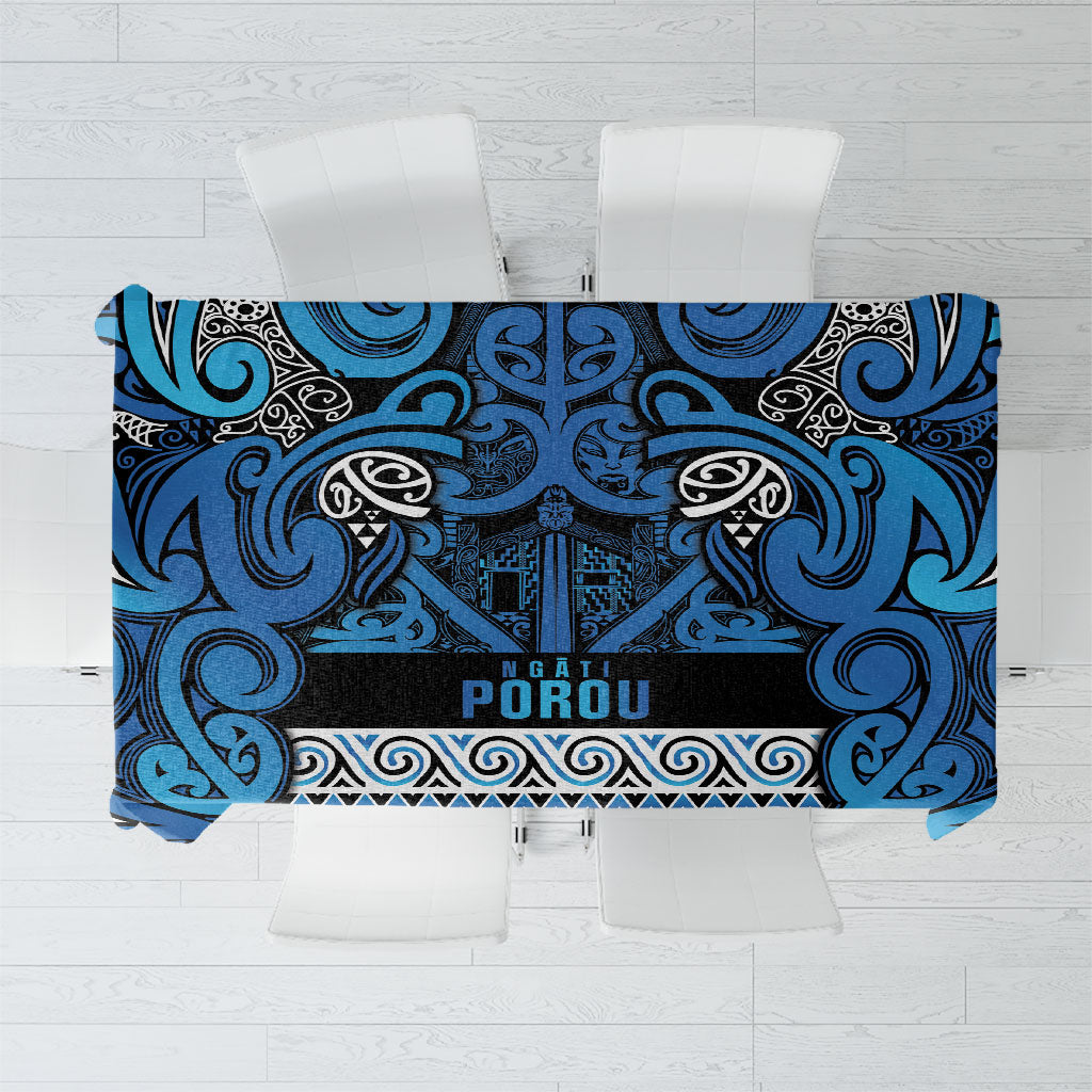 Aotearoa Iwi Ngati Porou Tablecloth Maori Wharenui House Tribal Pattern LT9 Blue - Polynesian Pride