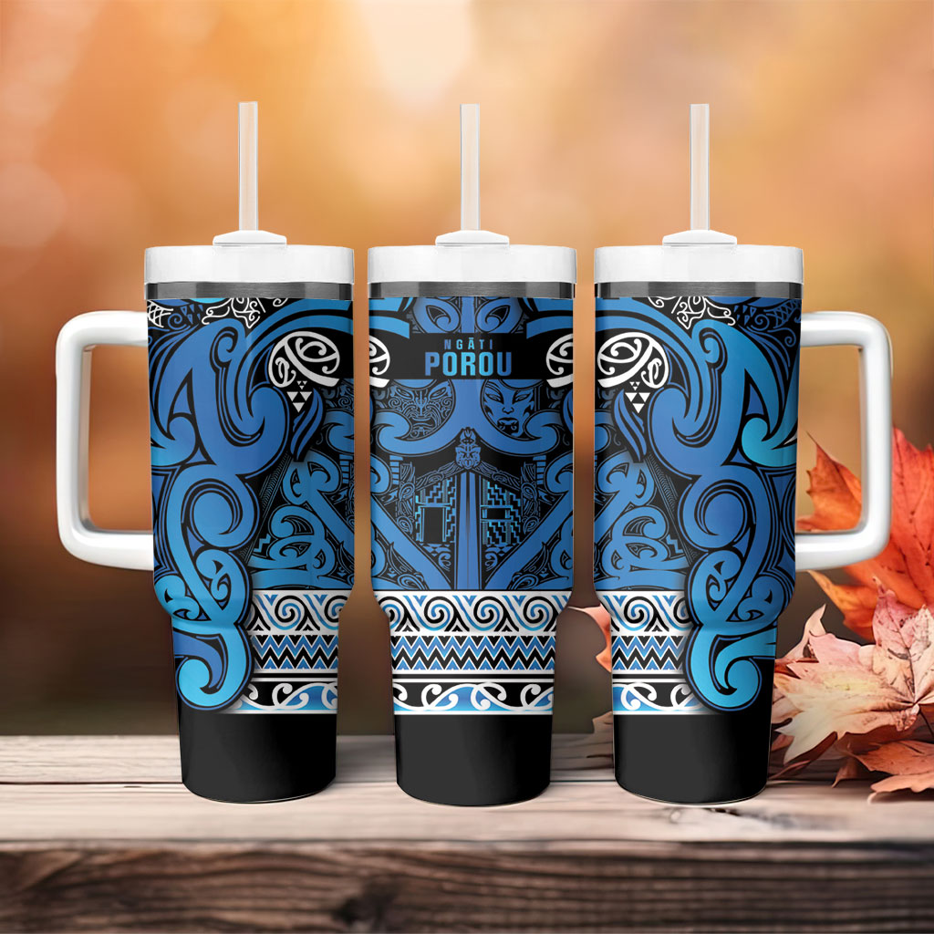 Aotearoa Iwi Ngati Porou Tumbler With Handle Maori Wharenui House Tribal Pattern LT9 - Polynesian Pride