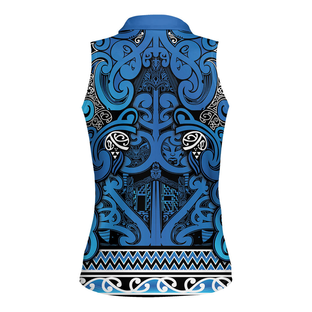 Aotearoa Iwi Ngati Porou Women Sleeveless Polo Shirt Maori Wharenui House Tribal Pattern LT9 - Polynesian Pride