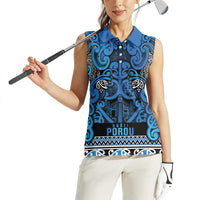 Aotearoa Iwi Ngati Porou Women Sleeveless Polo Shirt Maori Wharenui House Tribal Pattern LT9 - Polynesian Pride