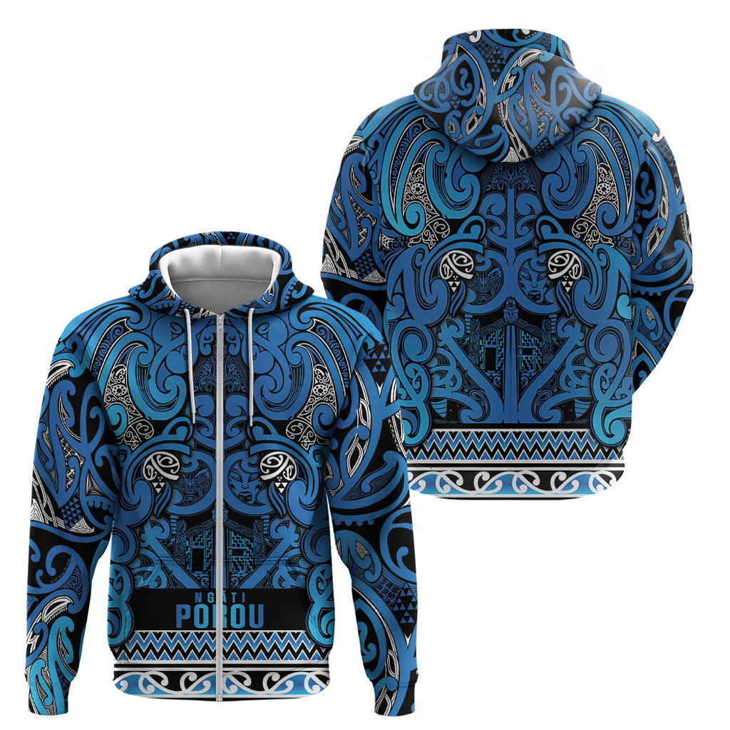 Aotearoa Iwi Ngati Porou Zip Hoodie Maori Wharenui House Tribal Pattern LT9 - Polynesian Pride