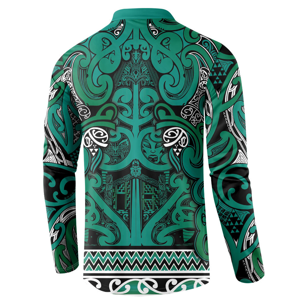 Aotearoa Iwi Ngai Tahu Button Sweatshirt Maori Wharenui House Tribal Pattern LT9 - Polynesian Pride