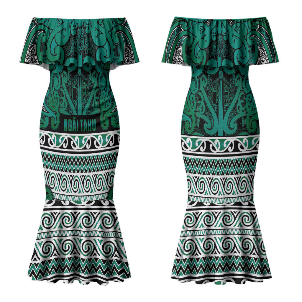 Aotearoa Iwi Ngai Tahu Couples Matching Mermaid Dress and Hawaiian Shirt Maori Wharenui House Tribal Pattern LT9 - Polynesian Pride