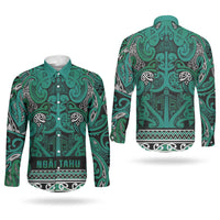 Aotearoa Iwi Ngai Tahu Couples Matching Off Shoulder Maxi Dress and Long Sleeve Button Shirt Maori Wharenui House Tribal Pattern LT9 - Polynesian Pride