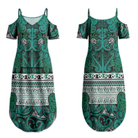 Aotearoa Iwi Ngai Tahu Couples Matching Summer Maxi Dress and Long Sleeve Button Shirt Maori Wharenui House Tribal Pattern LT9 - Polynesian Pride