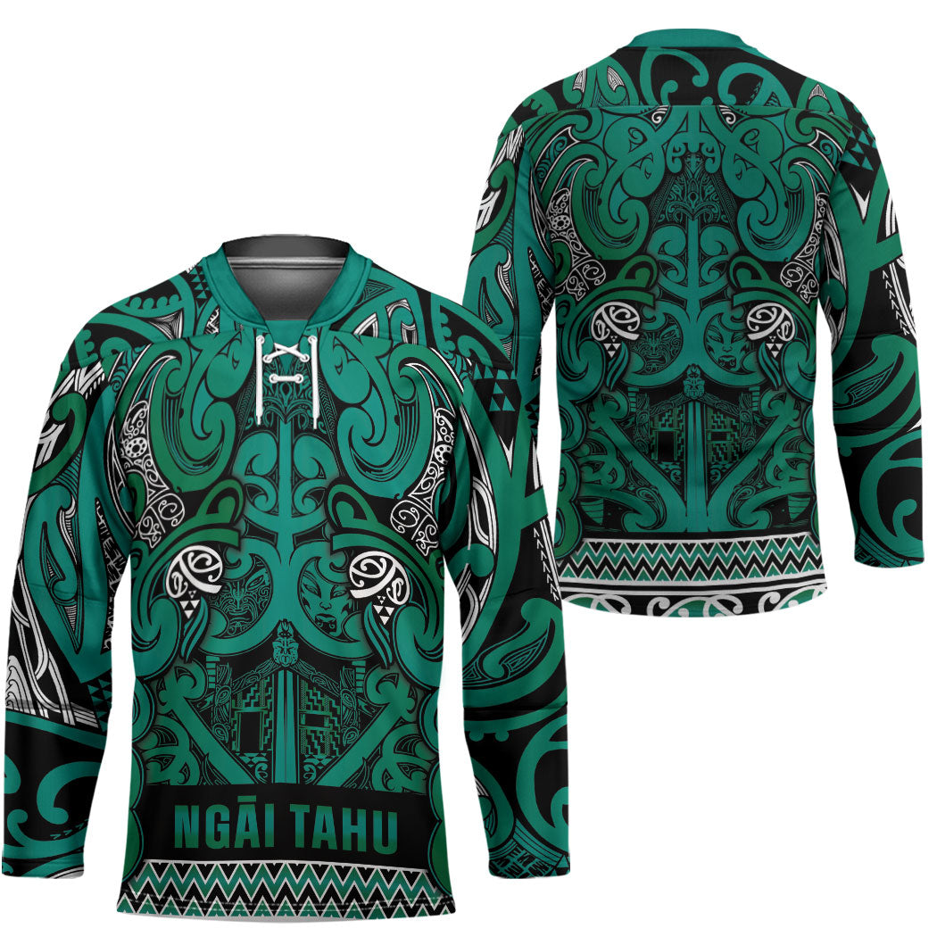 Aotearoa Iwi Ngai Tahu Hockey Jersey Maori Wharenui House Tribal Pattern LT9 - Polynesian Pride
