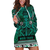 Aotearoa Iwi Ngai Tahu Hoodie Dress Maori Wharenui House Tribal Pattern LT9 Turquoise - Polynesian Pride
