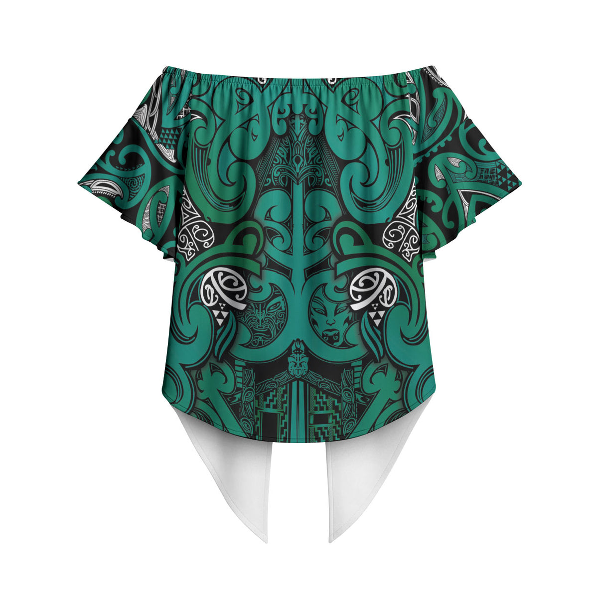 Aotearoa Iwi Ngai Tahu Off Shoulder Wrap Waist Top Maori Wharenui House Tribal Pattern LT9 - Polynesian Pride
