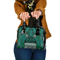 Aotearoa Iwi Ngai Tahu Shoulder Handbag Maori Wharenui House Tribal Pattern LT9 One Size Turquoise - Polynesian Pride