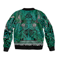 Aotearoa Iwi Ngai Tahu Sleeve Zip Bomber Jacket Maori Wharenui House Tribal Pattern LT9 - Polynesian Pride