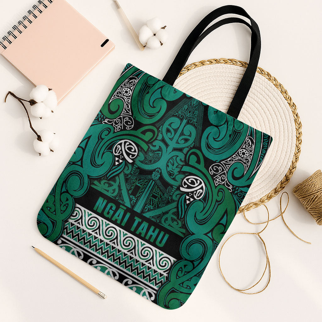 Aotearoa Iwi Ngai Tahu Tote Bag Maori Wharenui House Tribal Pattern LT9 Black Strap One Size Turquoise - Polynesian Pride