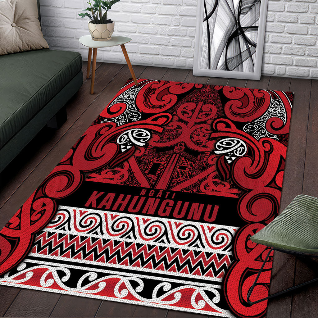 Aotearoa Iwi Ngati Kahungunu Area Rug Maori Wharenui House Tribal Pattern LT9 Dark red - Polynesian Pride