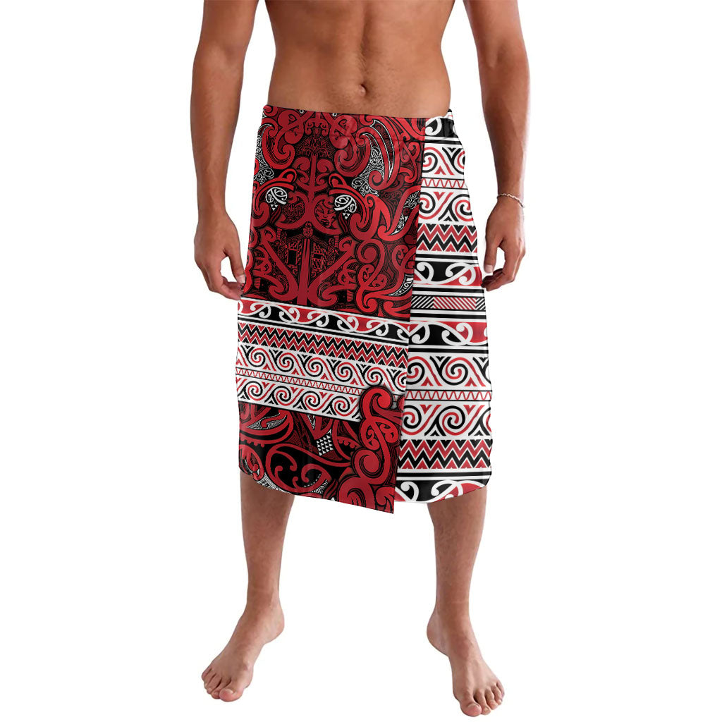 Aotearoa Iwi Ngati Kahungunu Lavalava Maori Wharenui House Tribal Pattern LT9 Dark red - Polynesian Pride