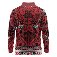 Aotearoa Iwi Ngati Kahungunu Long Sleeve Polo Shirt Maori Wharenui House Tribal Pattern LT9 - Polynesian Pride