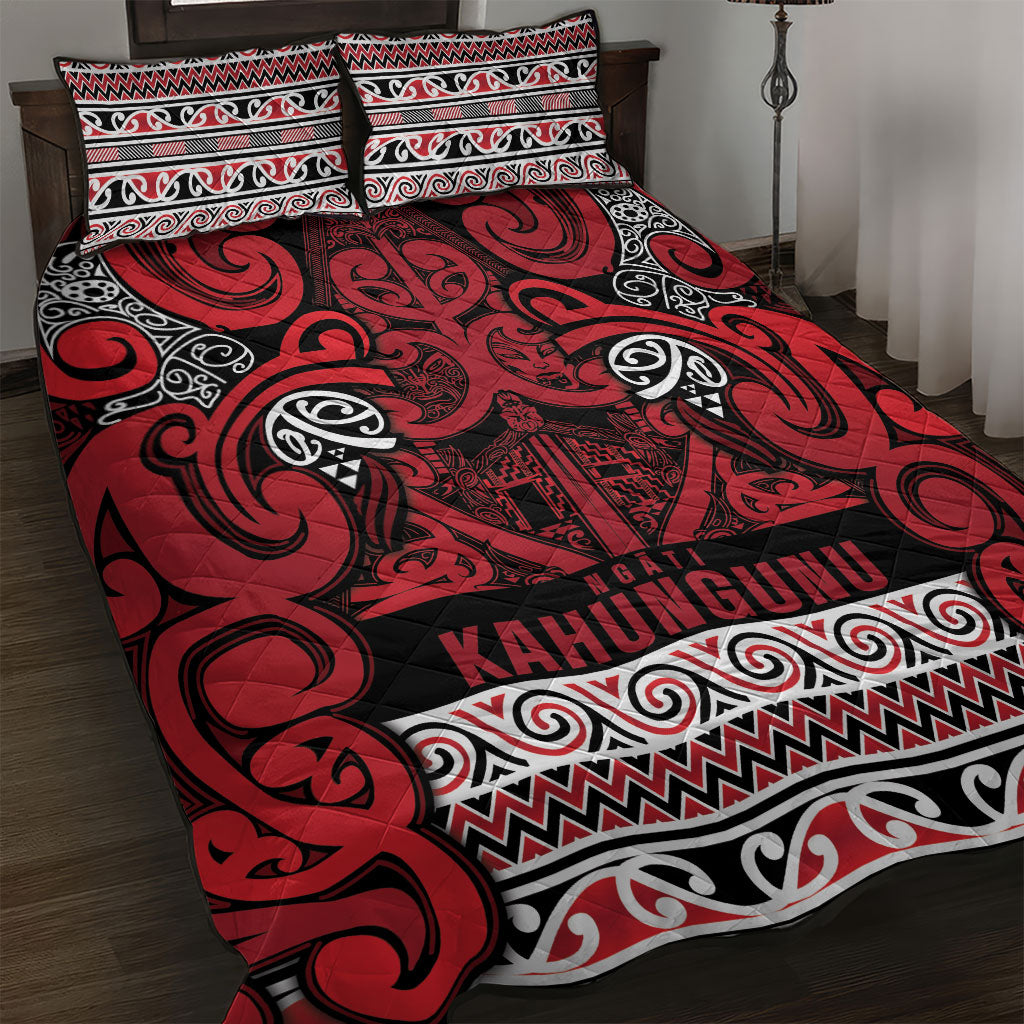 Aotearoa Iwi Ngati Kahungunu Quilt Bed Set Maori Wharenui House Tribal Pattern LT9 Dark red - Polynesian Pride