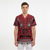 Aotearoa Iwi Ngati Kahungunu Scrub Top Maori Wharenui House Tribal Pattern LT9 - Polynesian Pride