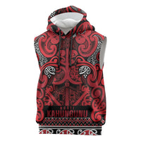 Aotearoa Iwi Ngati Kahungunu Sleeveless Hoodie Maori Wharenui House Tribal Pattern LT9 Dark red - Polynesian Pride