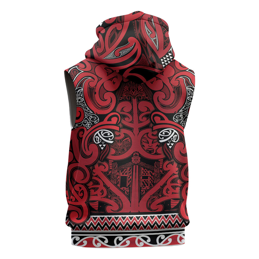 Aotearoa Iwi Ngati Kahungunu Sleeveless Hoodie Maori Wharenui House Tribal Pattern LT9 - Polynesian Pride