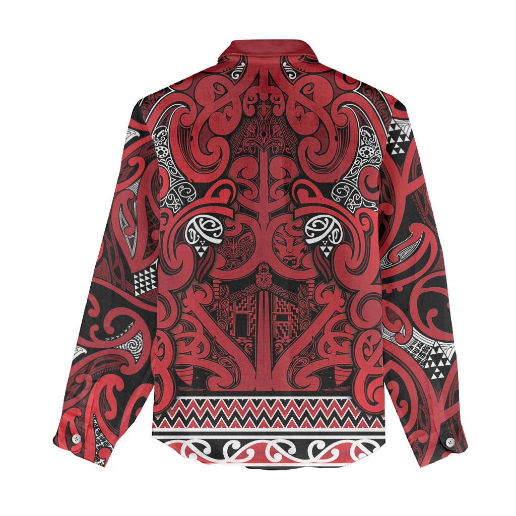 Aotearoa Iwi Ngati Kahungunu Women Casual Shirt Maori Wharenui House Tribal Pattern LT9 - Polynesian Pride