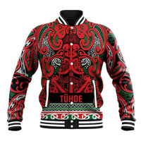 Aotearoa Iwi Tuhoe Baseball Jacket Maori Wharenui House Tribal Pattern LT9 Unisex Green Red - Polynesian Pride