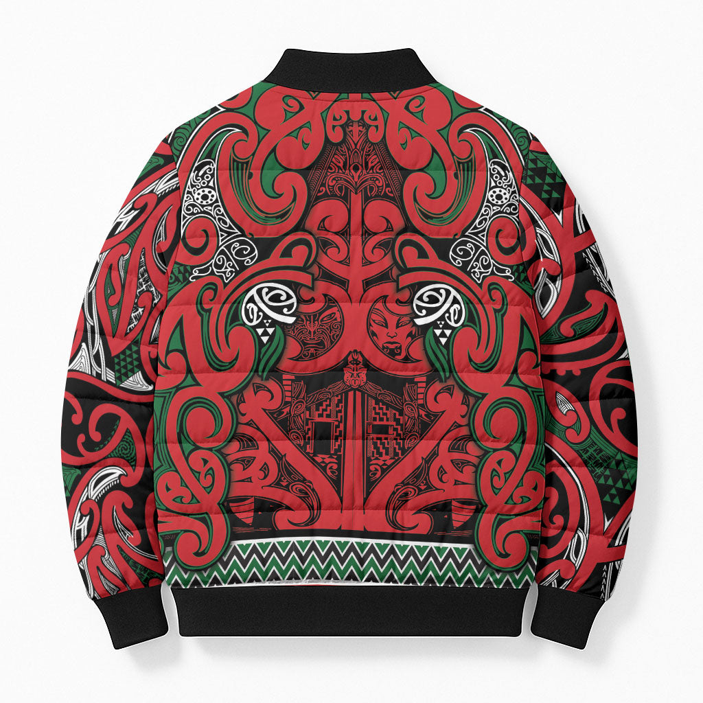 Aotearoa Iwi Tuhoe Bomber Puffer Jacket Maori Wharenui House Tribal Pattern LT9 - Polynesian Pride