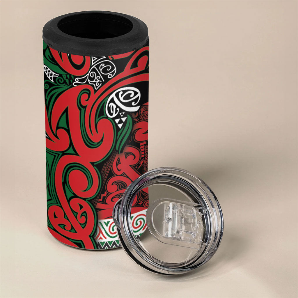 Aotearoa Iwi Tuhoe 4 in 1 Can Cooler Tumbler Maori Wharenui House Tribal Pattern LT9 - Polynesian Pride