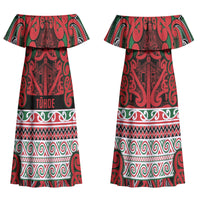 Aotearoa Iwi Tuhoe Couples Matching Off Shoulder Maxi Dress and Hawaiian Shirt Maori Wharenui House Tribal Pattern LT9 - Polynesian Pride