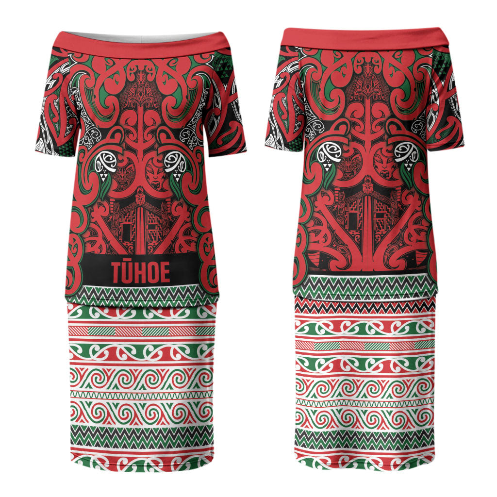 Aotearoa Iwi Tuhoe Couples Matching Puletasi and Hawaiian Shirt Maori Wharenui House Tribal Pattern LT9 - Polynesian Pride